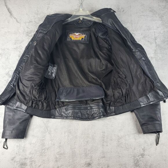 Harley Davidson Padded Motorcycle Vintage Jacket Black Size M - Picture 2 of 16